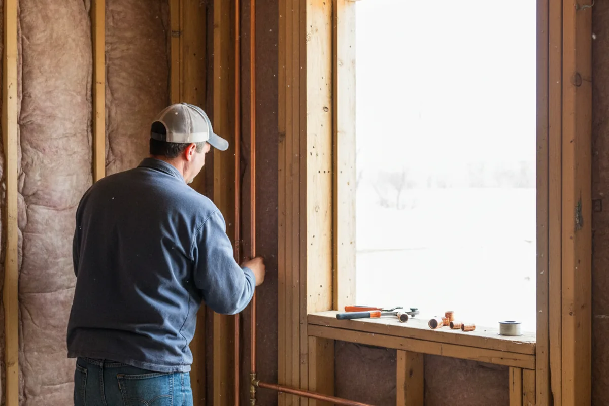 Licensed plumber running new copper supply lines in a Center City home