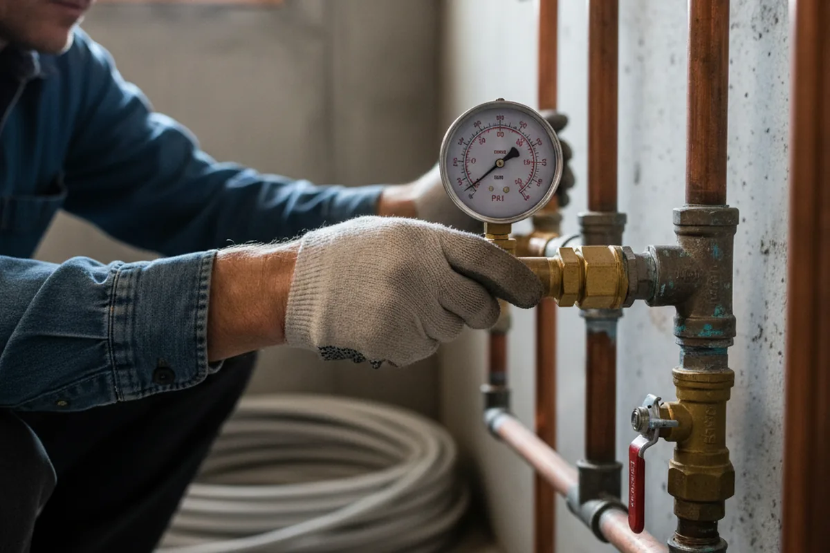 Pressure testing a repaired line during Water Line Repair in Center City